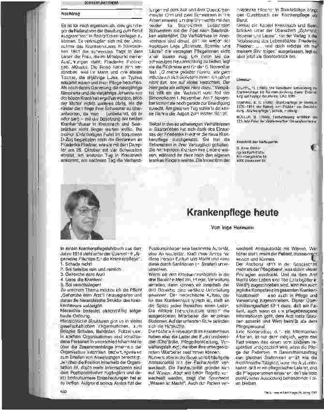 Vorschauseite 6: Von der Berufung zum Beruf, Anfänge einer organisierten Krankenpflege