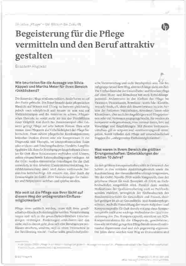 Vorschauseite 1: Begeisterung für die Pflege vermitteln und den Beruf attraktiv gestalten
