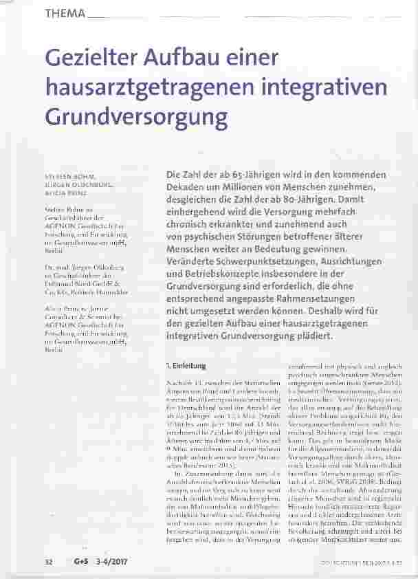 Vorschauseite 1: Gezielter Aufbau einer hausarztgetragenen integrativen Grundversorgung