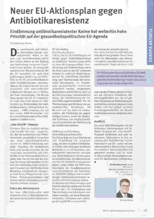 Vorschauseite 1: Neuer EU-Aktionsplan gegen Antibiotikaresistenz