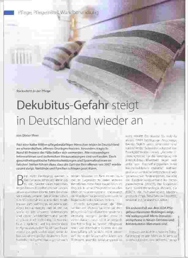 Vorschauseite 1: Dekubitus-Gefahr steigt in Deutschland