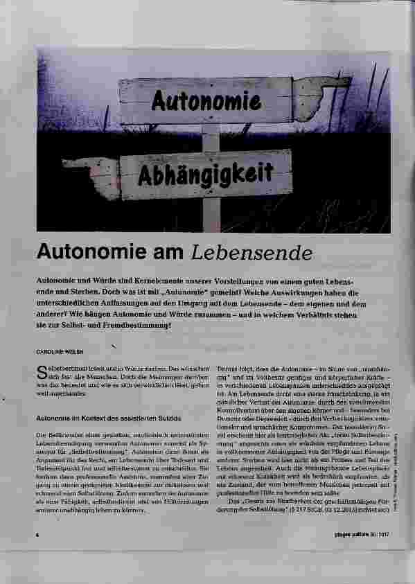 Vorschauseite 1: Autonomie am Lebensende