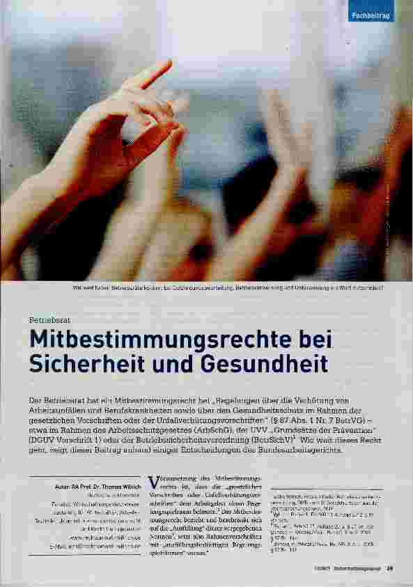 Vorschauseite 1: Mitbestimmungsrechte bei Sicherheit und Gesundheit