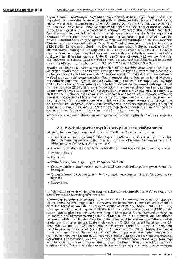 Vorschauseite 3: Multiprofessionelles geriatrisches Assessment als Grundlage für die optimale Betreuungsform im Alter