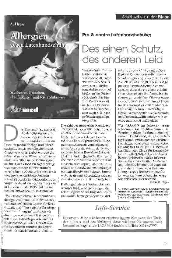 Vorschauseite 1: Pro & contra Latexhandschuhe: Des einen Schutz, des anderen Leid