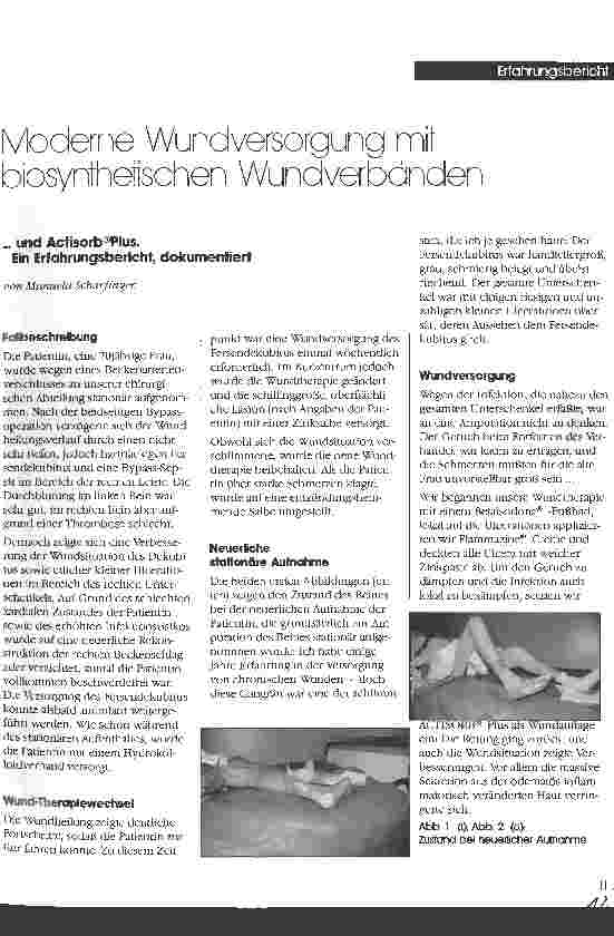 Vorschauseite 1: Moderne Wundversorgung mit biosynthetischen Wundverbänden ... und Actisorb Plus