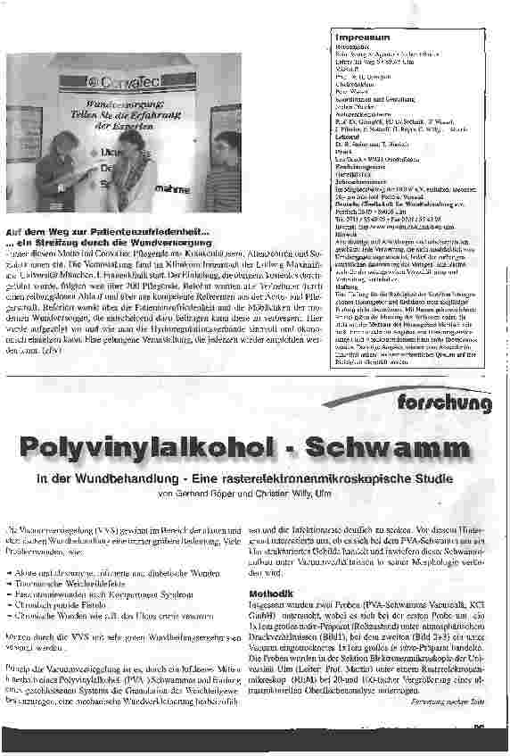 Vorschauseite 1: Polyvinylalkohol - Schwamm In der Wundbehandlung - Eine rasterelektronenmikroskopische Studie