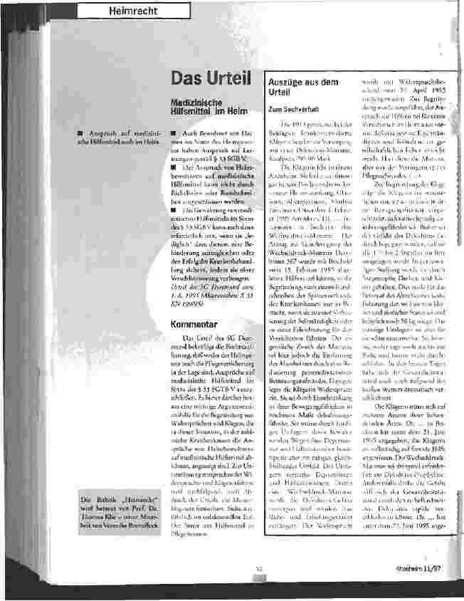 Vorschauseite 1: Das Urteil Medizinische Hilfsmittel im Heim