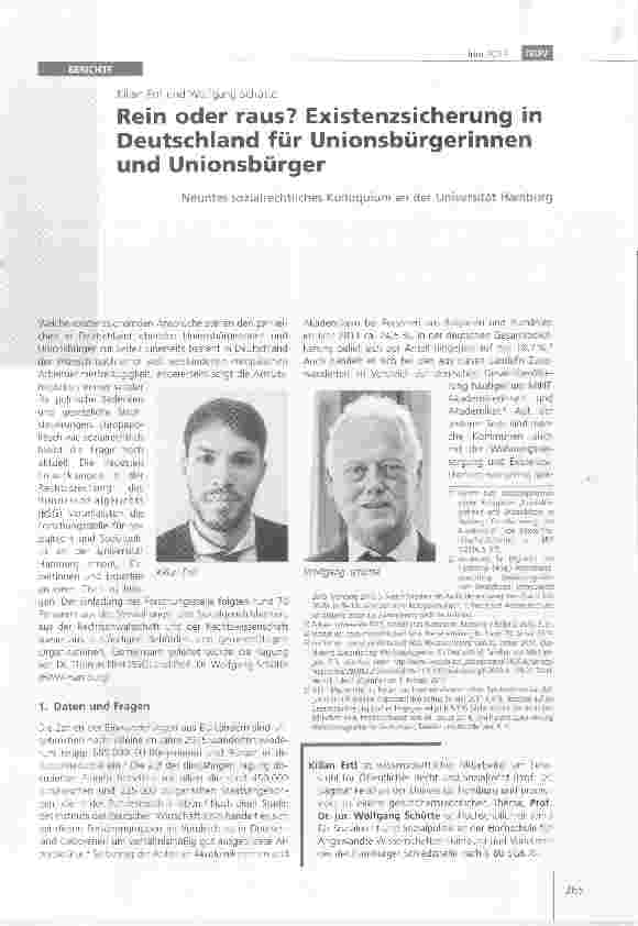 Vorschauseite 1: Rein oder raus? Existenzsicherung in Deutschland für Unionsbürgerinnen und Unionsbürger