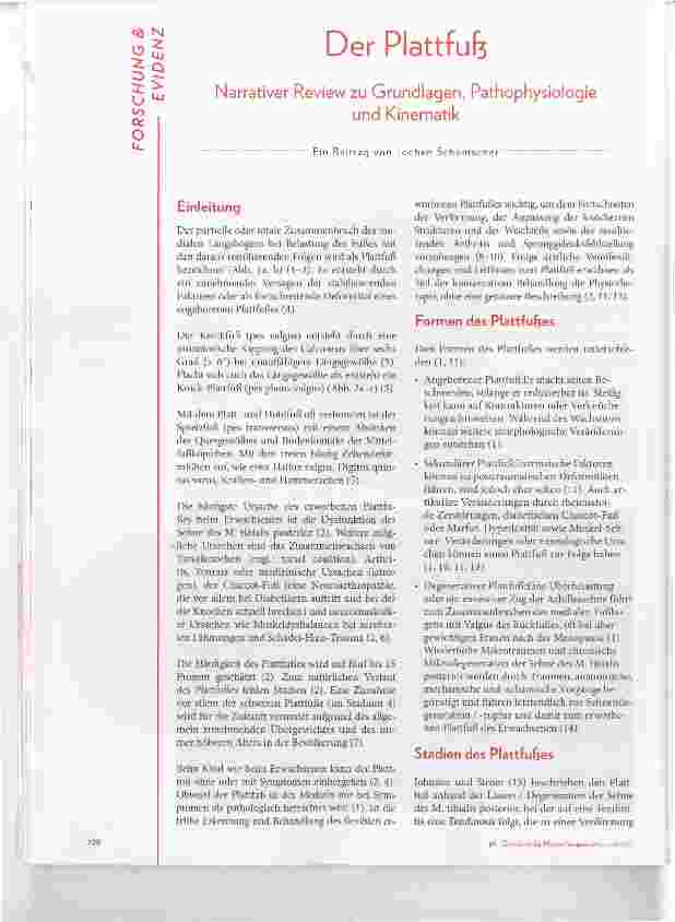 Vorschauseite 1: Der Plattfuss Narrativer Review zu Grundlagen, Pathophysiologieund Kinennatik