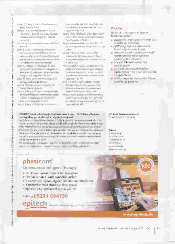 Vorschauseite 6: Zur Didaktik der teilhabeorientierten Aphasietherapie Teil 2: Sprachdidaktische Grundlagen eines situativ-handlungsorientierten Ansatzes