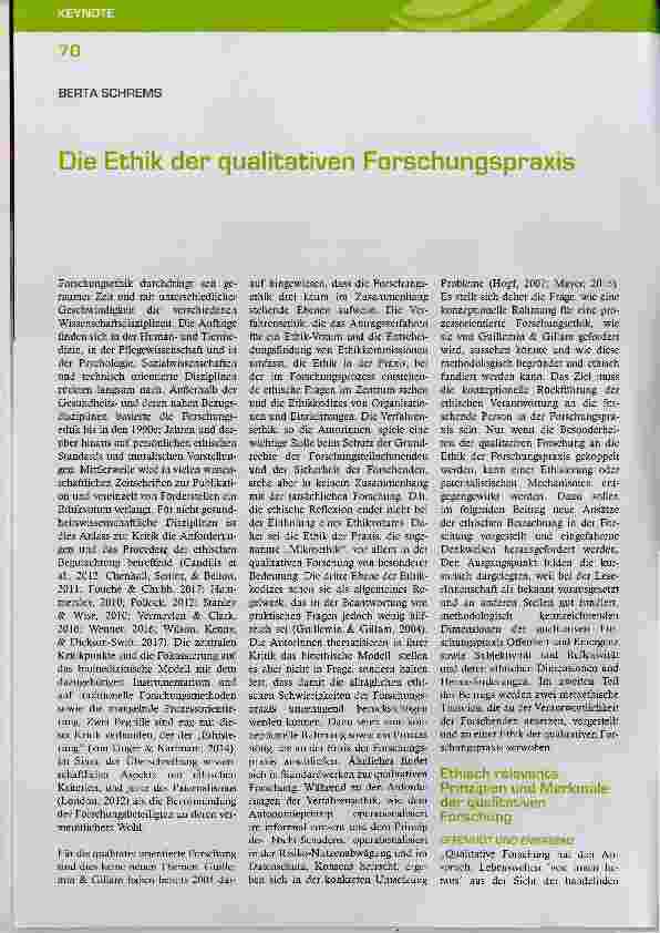 Vorschauseite 1: Die Ethik der qualitativen Forschungspraxis