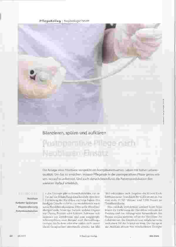 Vorschauseite 1: Postoperative Pflege nach Neoblasen-Einsatz