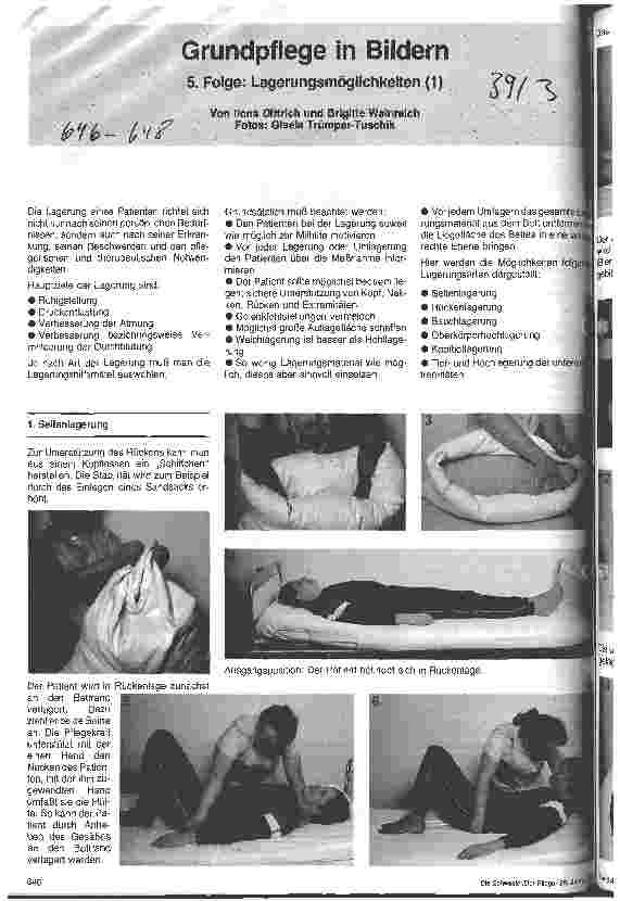 Vorschauseite 1: Grundpflege in Bildern 5. Folge: Lagerungsmöglichkeiten (1)