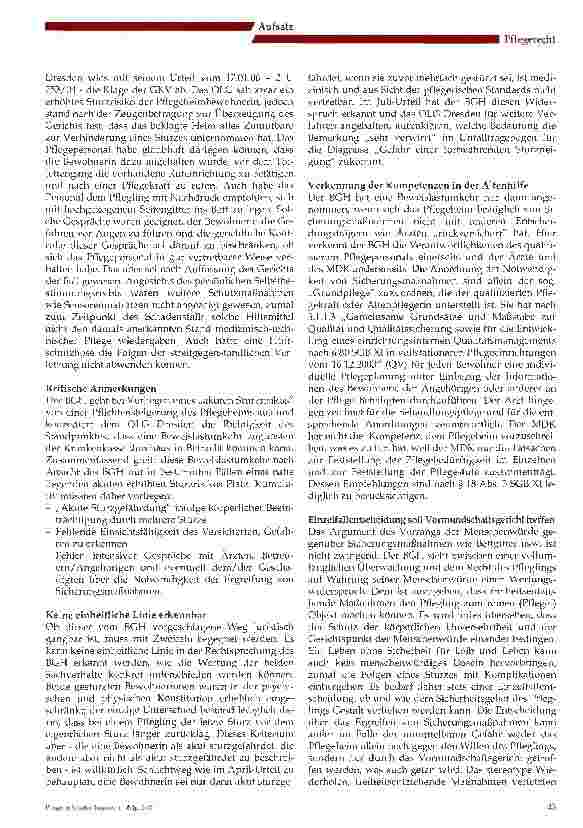 Vorschauseite 3: Die aktuelle BGH-Rechtsprechung zum Sturz in Pflegeheimen