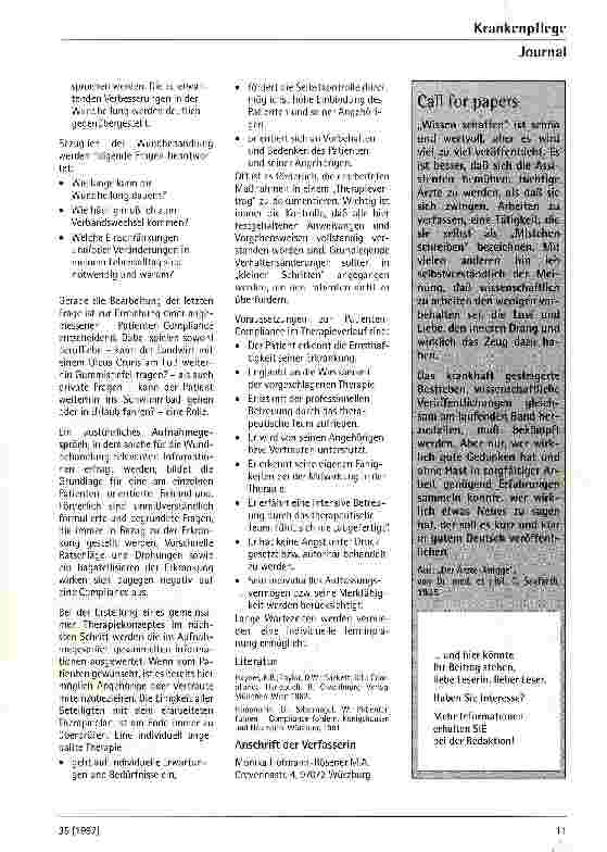 Vorschauseite 2: Die Bedeutung der Patienten-Compliance bei der ambulanten Behandlung chronischer Wunden
