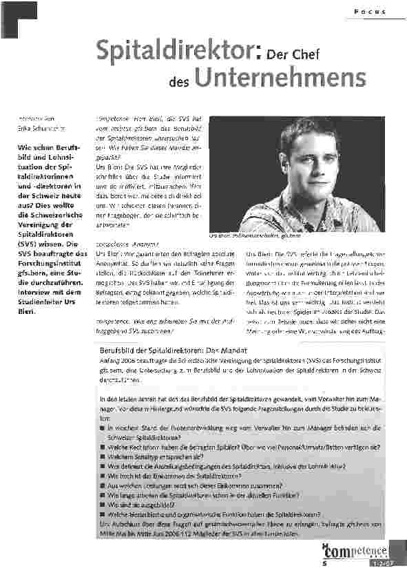 Vorschauseite 1: Spitaldirektor: Der Chef des Unternehmens