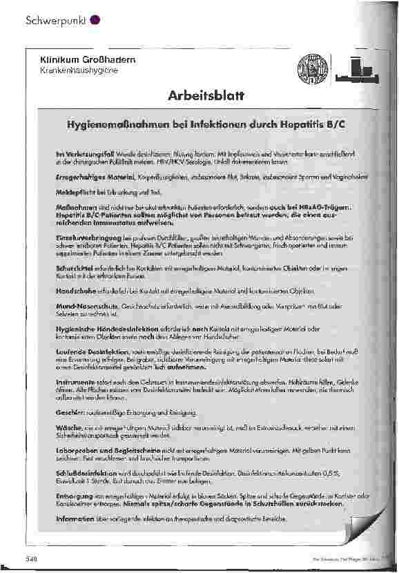 Vorschauseite 4: Hygienemaßnahmen bei Virushepatitis unter besonderer Berücksichtigung der Hepatitis C
