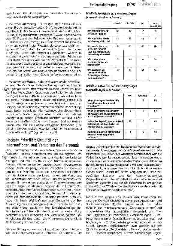 Vorschauseite 5: Patientenbefragung als Instrument des Qualitätsmanagements Ergebnisse und Erfahrungen aus zwei Untersuchungen am Schwabinger Krankenhaus