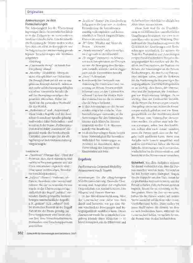 Vorschauseite 5: Deutsche Übersetzung des „Performance-Oriented Mobility Assessment nach Tinetti