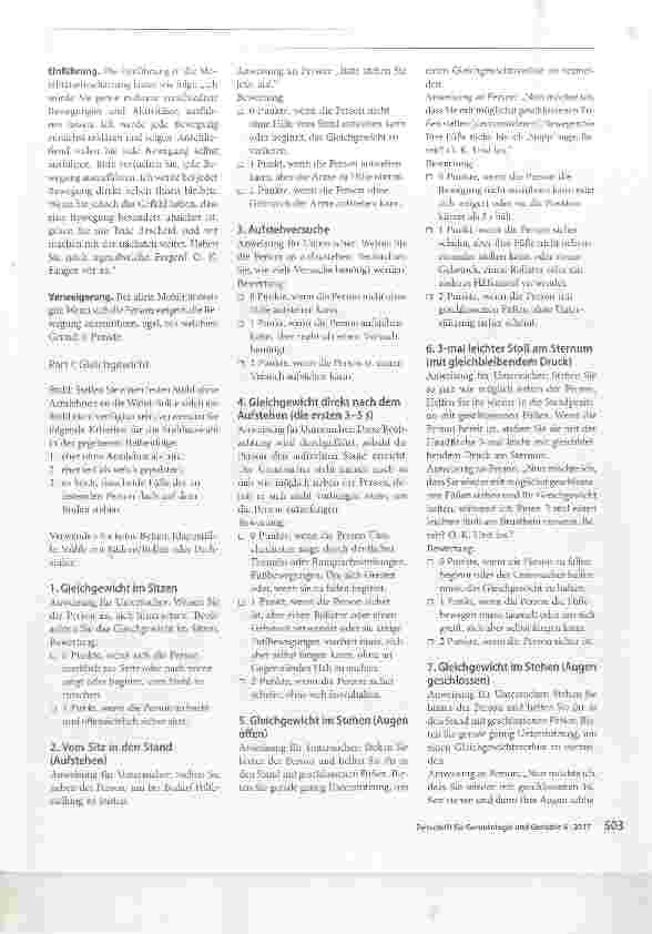 Vorschauseite 6: Deutsche Übersetzung des „Performance-Oriented Mobility Assessment nach Tinetti