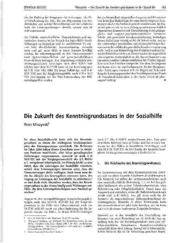 Vorschauseite 1: Die Zukunft des Kenntnisgrundsatzes in der Sozialhilfe