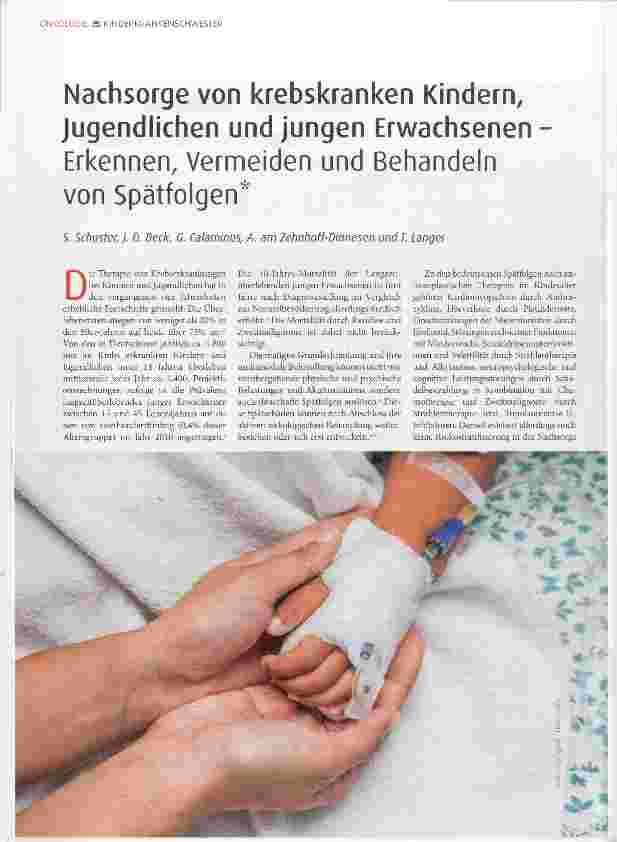 Vorschauseite 1: Nachsorge von krebskranken Kindern, Jugendlichen und jungen Erwachsenen Erkennen, Vermeiden und Behandeln von Spätfolgen