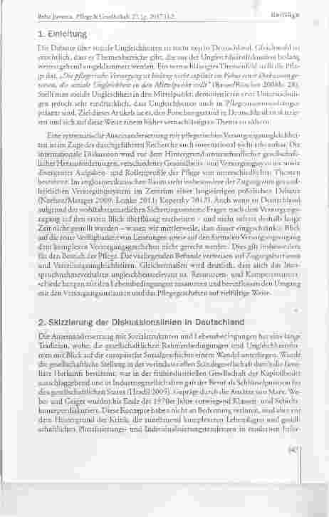 Vorschauseite 2: Soziale Ungleichheiten in der pflegerischen Versorgung?! Eine Annäherung an ein vernachlässigtes Thema