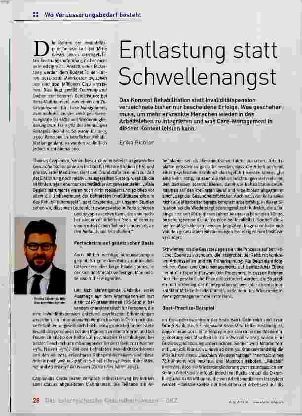 Vorschauseite 1: Entlastung statt Schwellenangst