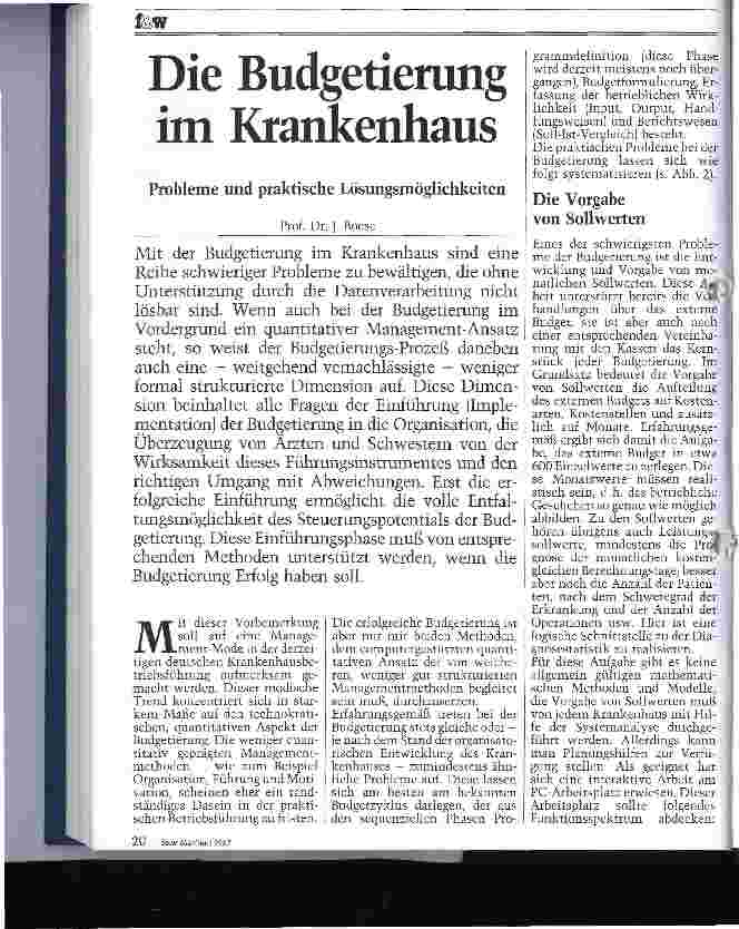 Vorschauseite 1: Die Budgetierung im Krankenhaus
