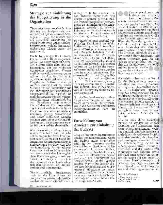 Vorschauseite 3: Die Budgetierung im Krankenhaus