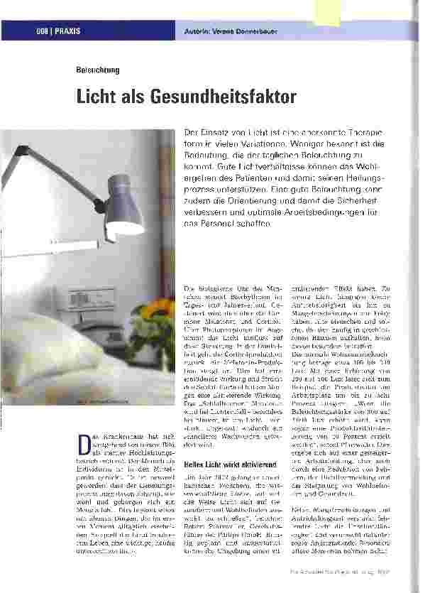 Vorschauseite 1: Licht als Gesundheitsfaktor