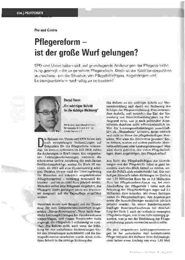 Vorschauseite 1: Pflegereform -ist der große Wurf gelungen