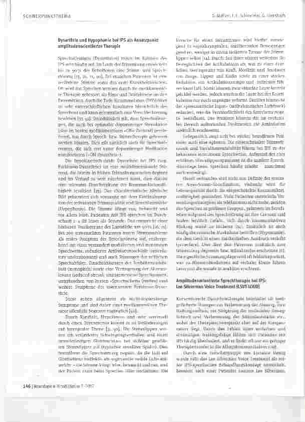 Vorschauseite 3: Amplitudenorientierte Therapien beim idiopathischen Parkinson-Syndrom:LSVT LOUD und LSVT BIG