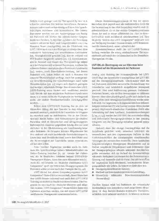 Vorschauseite 5: Amplitudenorientierte Therapien beim idiopathischen Parkinson-Syndrom:LSVT LOUD und LSVT BIG