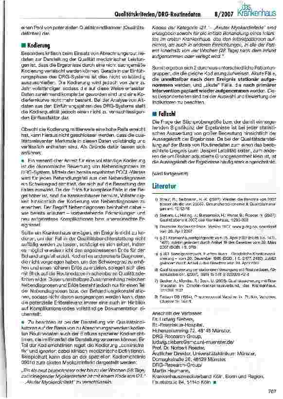Vorschauseite 5: Möglichkeiten und Chancen der Analyse von Qualitätskriterien auf der Basis von DRG-Routinedaten (I)