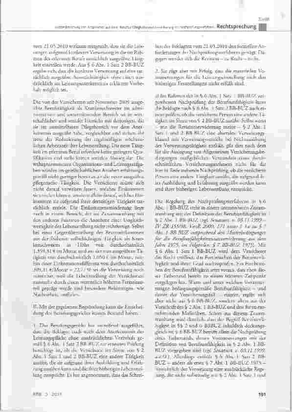 Vorschauseite 3: Geltendmachung von Ansprüchen aus einer Berufsunfähigkeitszusatzversicherung im Nachprüfungsverfahren