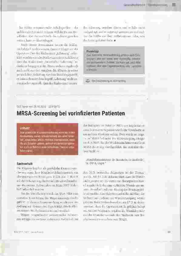 Vorschauseite 2: Aufklärungspflicht über das Risiko einer Lähmung