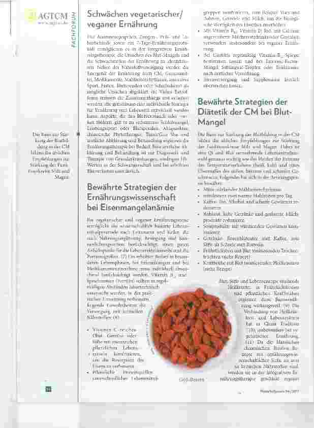 Vorschauseite 3: Blut-Mangel bei vegetarischer oder veganer Ernährung Integrative Ernährungstherapie