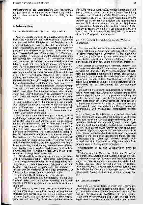 Vorschauseite 2: Lernzielkatalog - Krankenpflege