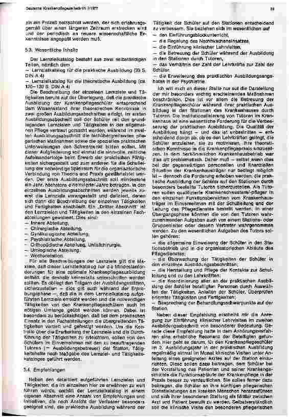 Vorschauseite 4: Lernzielkatalog - Krankenpflege