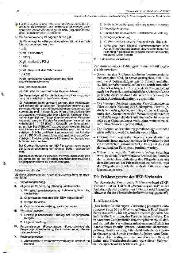 Vorschauseite 2: Zur Personalbedarfsermittlung für Verwaltungsdienste im Krankenhaus