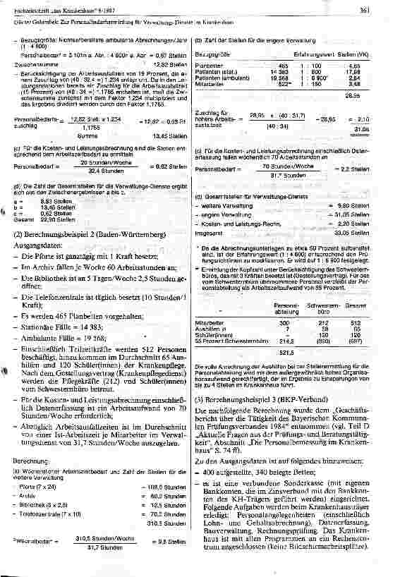 Vorschauseite 5: Zur Personalbedarfsermittlung für Verwaltungsdienste im Krankenhaus
