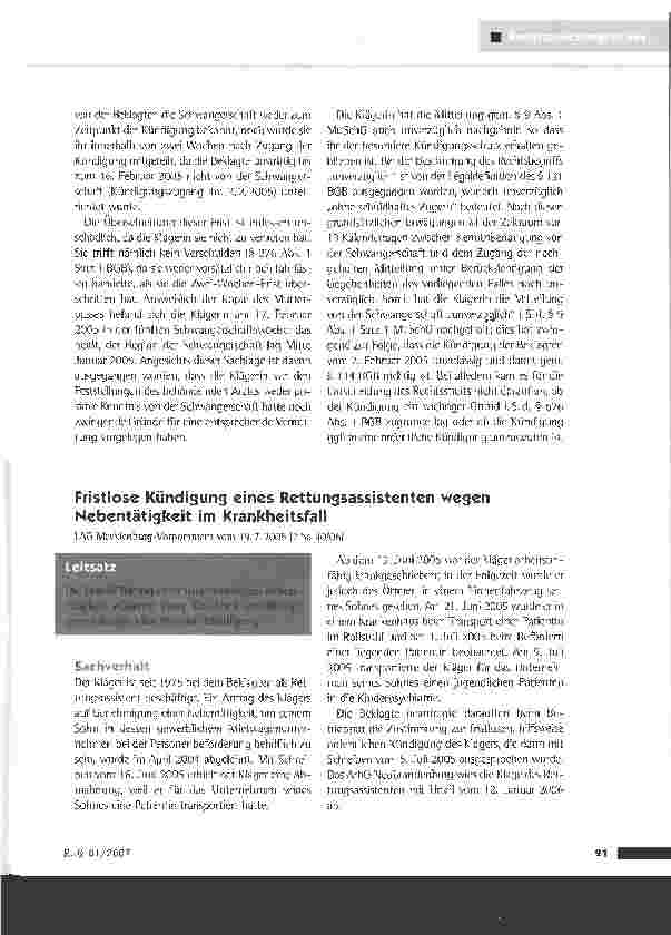 Vorschauseite 2: Besonderer Kündigungsschutz einer schwangeren Pflegekraft