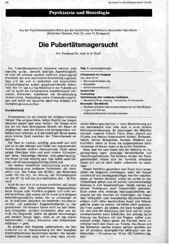 Vorschauseite 1: Die Pubertätsmagersucht