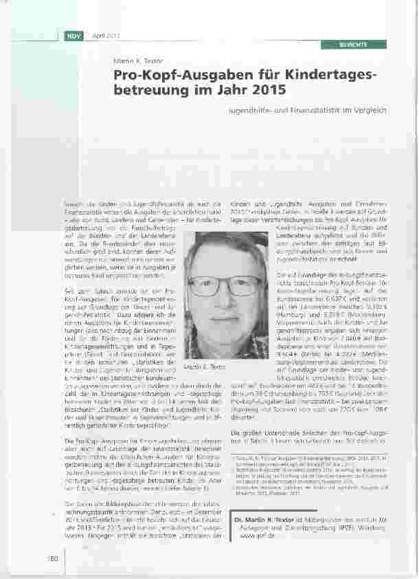Vorschauseite 1: Pro-Kopf-Ausgaben für Kindertagesbetreuung im Jahr 2015
