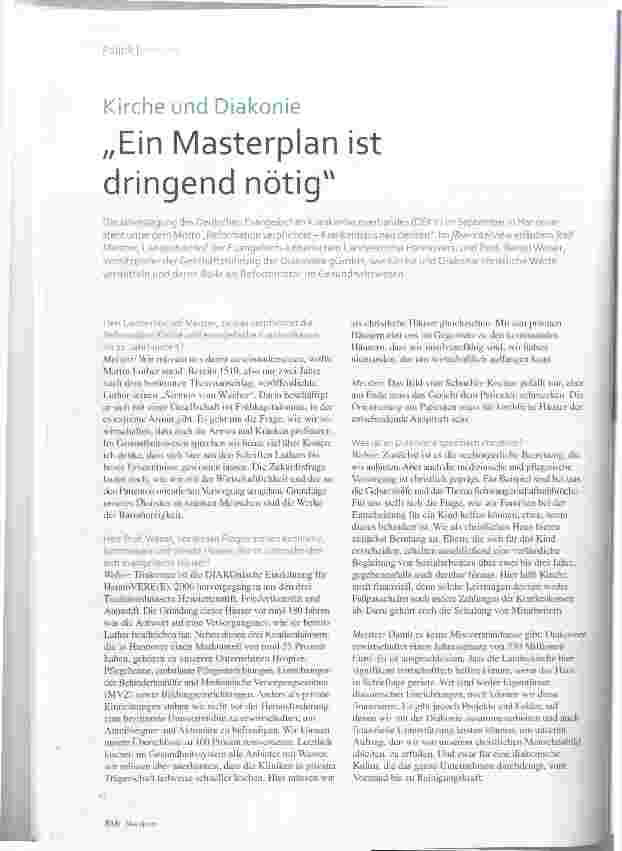Vorschauseite 1: Kirche und Diakonie „Ein Masterplan ist dringend nötig