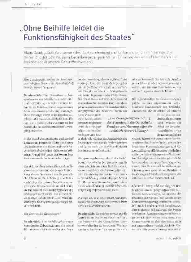 Vorschauseite 1: Ohne Beihilfe leidet die Funktionsfähigkeit des Staates