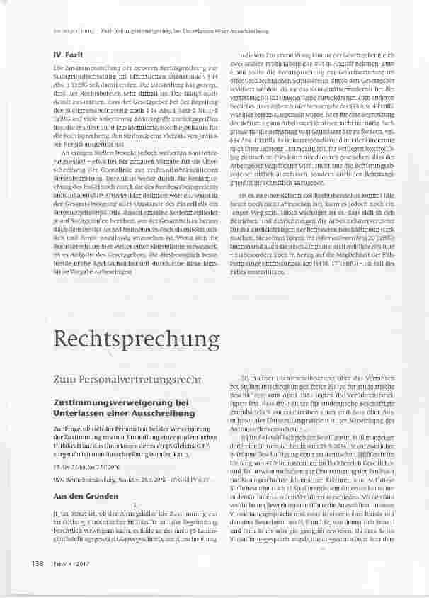 Vorschauseite 1: Zustimmungsverweigerung bei Unterlassen einer Ausschreibung