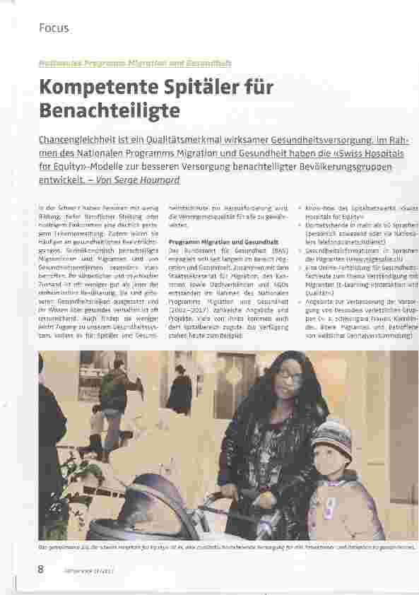 Vorschauseite 1: Kompetente Spitäler für Benachteiligte